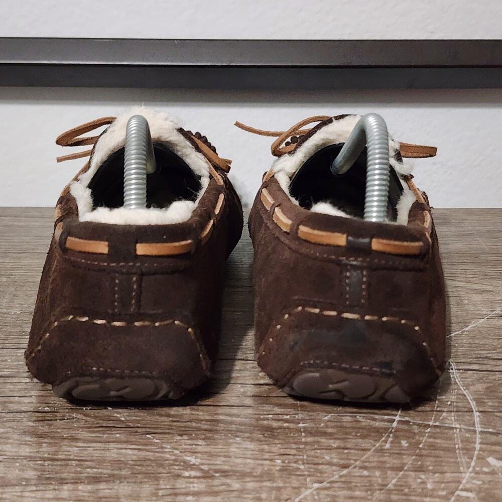 UGG Olsen Men's Suede Shearling Lined Moccasin Slippers Shoes Size 10 Brown - Picture 4 of 9